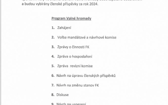 Valná hromada FK Skalná 2024